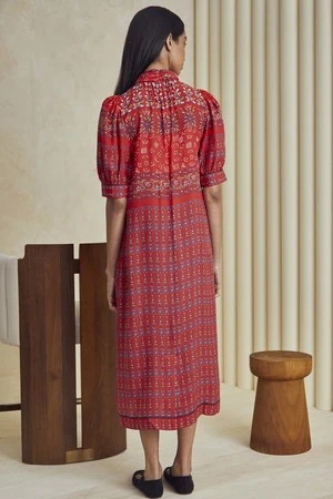 Hunter BellLangley Dress - Essex Block Border Red - Image 3