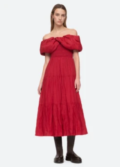 Sea New YorkLoren Off Shoulder Dress - Ruby Red