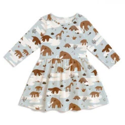 Winter Water FactoryKids Winter Water Factory Madison Dress - Ice Age Animals Pale Blue