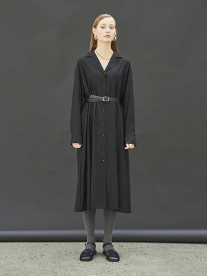 Maison De InesClassic Shirt Dress - Black - Image 6