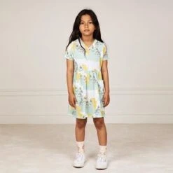 Mini RodiniKids Mini Rodini Baby And Child Dress With - All Over Unicorn Noodle Print Green
