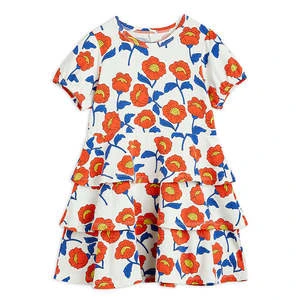 Mini RodiniChild Flowers AOP Short Sleeve Dress - Red