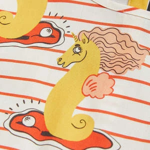 Mini RodiniKids Mini Rodini Child Unicorn Seahorse Dress - Red Stripes - Image 4