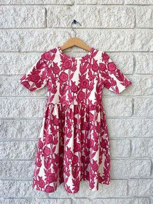 Pink ChickenKids Pink Chicken Organic Steph Dress - Pink Stem Floral - Image 2