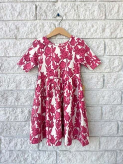 Pink ChickenKids Pink Chicken Organic Steph Dress - Pink Stem Floral