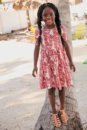 Pink ChickenKids Pink Chicken Organic Steph Dress - Pink Stem Floral - Image 4