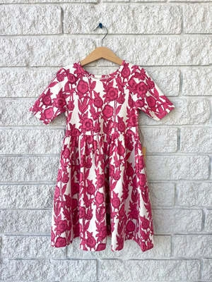Pink ChickenKids Pink Chicken Organic Steph Dress - Pink Stem Floral