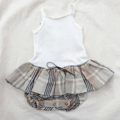 Pequeno ToconKids Pequeno Tocon Baby Knitted Dress With Tutu Tartan Print