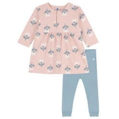 Petit BateauKids Petit Bateau Dress And Leggings Set - Pink/Flower Print