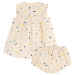Petit BateauKids Petit Bateau Baby Dress With Bloomers Avalanche Cream With Sea Creature Print