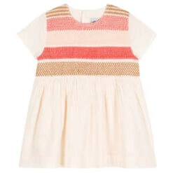 Petit BateauKids Petit Bateau Baby Smocked Dress - Avalanche Cream