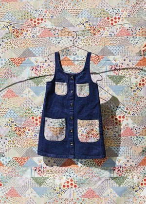 CarleenKids Carleen Pocket Dress - Dark Blue With Heirloom Cheater Print Pockets - Image 4