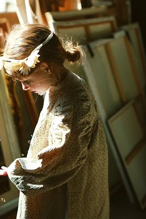 TambereKIDS Tambere Prairie Dress - Beige Flower - Image 2