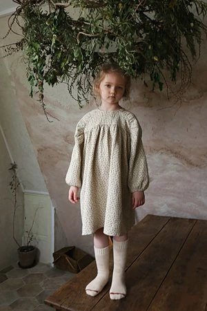 TambereKIDS Tambere Prairie Dress - Beige Flower - Image 3