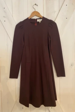 PsophiaKnit Tailoring Long Sleeve Dress - Chestnut