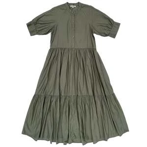 Ali GoldenRAGLAN TIERED DRESS - FADED OLIVE - Image 7