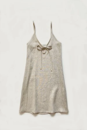 Eliza FaulknerRaw Linen Slip Dress