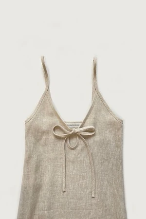 Eliza FaulknerRaw Linen Slip Dress - Image 2