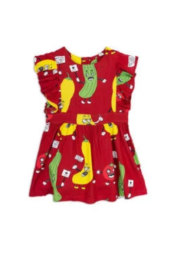 Mini RodiniKids Mini Rodini Veggie Woven Ruffled Dress - Red