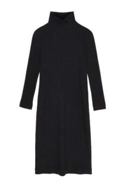 Donni.Ribbed Turtleneck Dress - Jet