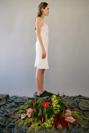 KkCoShort Silk Slip Dress - Pearl - Image 2