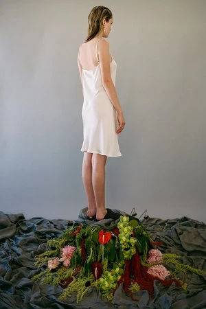 KkCoShort Silk Slip Dress - Pearl - Image 3