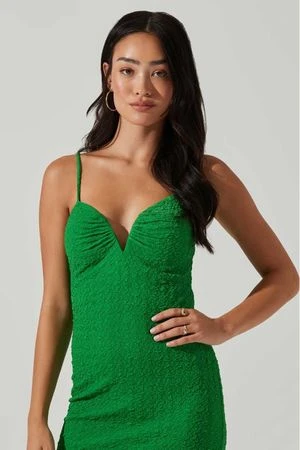 ASTR The LabelSigny Textured Midi Dress - Green - Image 2