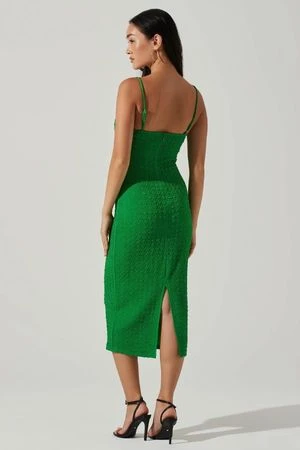 ASTR The LabelSigny Textured Midi Dress - Green - Image 4