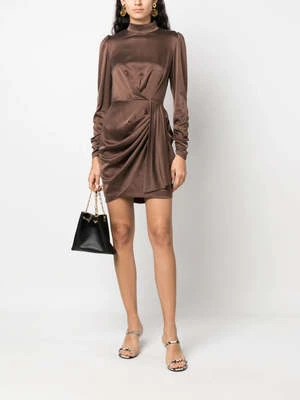 ZimmermannSilk Drape Dress - Chocolate - Image 2