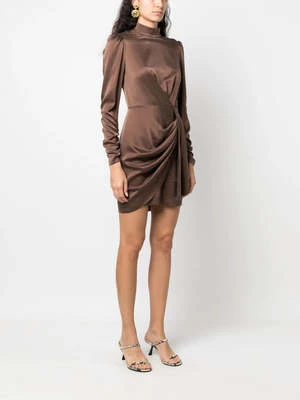 ZimmermannSilk Drape Dress - Chocolate - Image 3