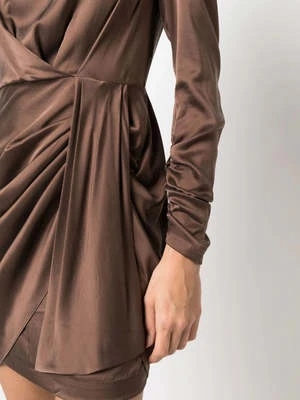 ZimmermannSilk Drape Dress - Chocolate - Image 6