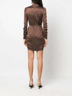 ZimmermannSilk Drape Dress - Chocolate - Image 4