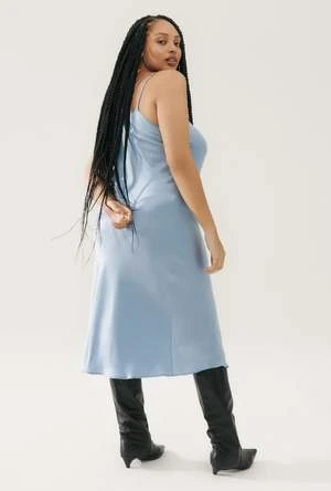 Silk Laundry90S SLIP DRESS - SKY - Image 4