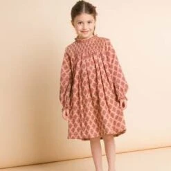 Beet WorldKids Beet World Smocked Long Sleeves Dress - Vintage Pink