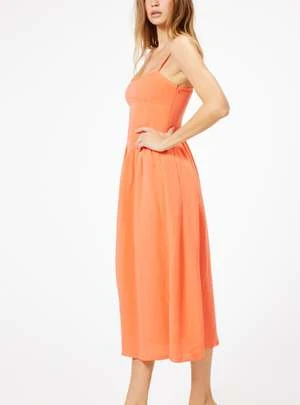 Sophie RueCoral Vida Linen Midi Dress - Coral Orange - Image 8