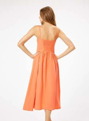 Sophie RueCoral Vida Linen Midi Dress - Coral Orange - Image 7