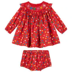 STELLA MCCARTNEYKids STELLA MCCARTNEY Baby Red With Party Hearts Print Dress - Red