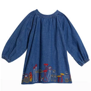 STELLA MCCARTNEYKids Stella McCartney Child Denim Dress With Mushrooms Embroidery - Blue