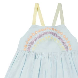 STELLA MCCARTNEYKids STELLA MCCARTNEY Child Dress - Blue With Flower Line Embroidery - Image 3