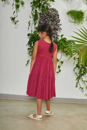 RUJUTA SHETHKids Rujuta Sheth Tie Dress - Pomogranate - Image 2