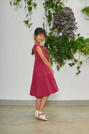 RUJUTA SHETHKids Rujuta Sheth Tie Dress - Pomogranate - Image 3