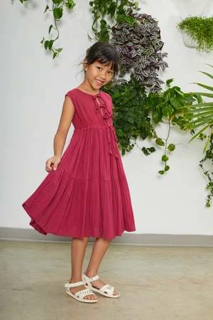 RUJUTA SHETHKids Rujuta Sheth Tie Dress - Pomogranate