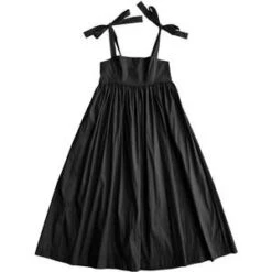 Ali GoldenTie Strap Dress - Black Taffeta