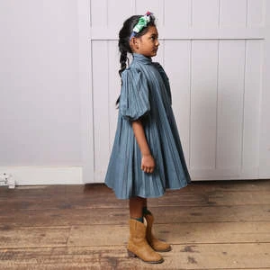 TiA CiBANiKids Tia Cibani Child Harriet Pleated Frock Dress - River - Image 6