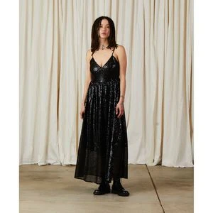 Ali GoldenTie Back Maxi Dress - Black Sequins - Image 2