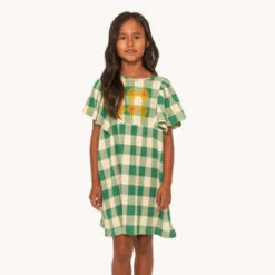 TinycottonsKids Tiny Cottons Big Check Dress - Cream/Green