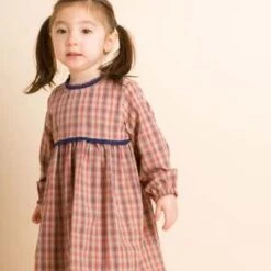 Beet WorldKids Beet World Long Sleeves Dress With Lace Trim - Red/Blue Check