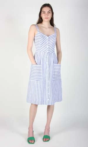 Birds Of North AmericaVesper Sparrow Dress - Royal Stripe - Image 7