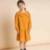 Beet WorldKids Beet World Wide Collar Long Sleeve Dress With Low Waist - Mustard/Pink